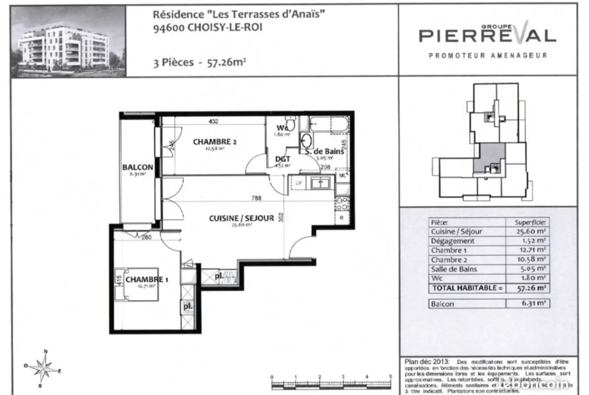 Appartement T3 avec balcon à vendre à Choisy-Le-Roi - Construction récente 