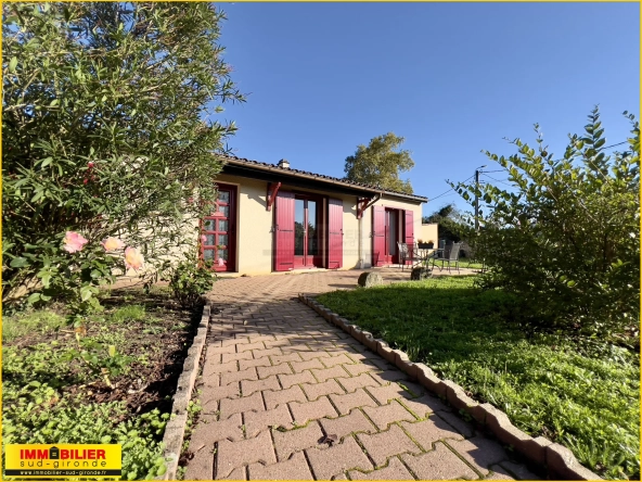 Maison familiale de plain-pied à vendre à Podensac avec grand terrain et garage 