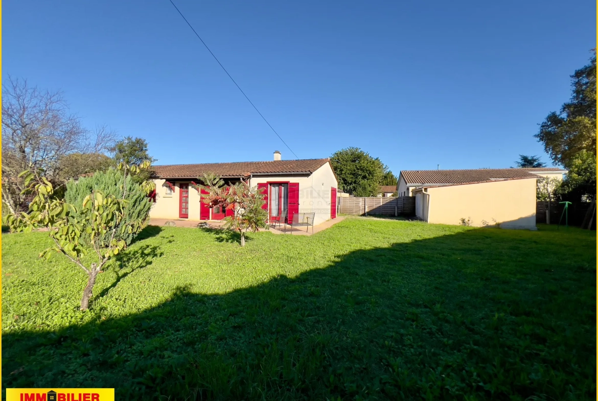 Maison familiale de plain-pied à vendre à Podensac avec grand terrain et garage 