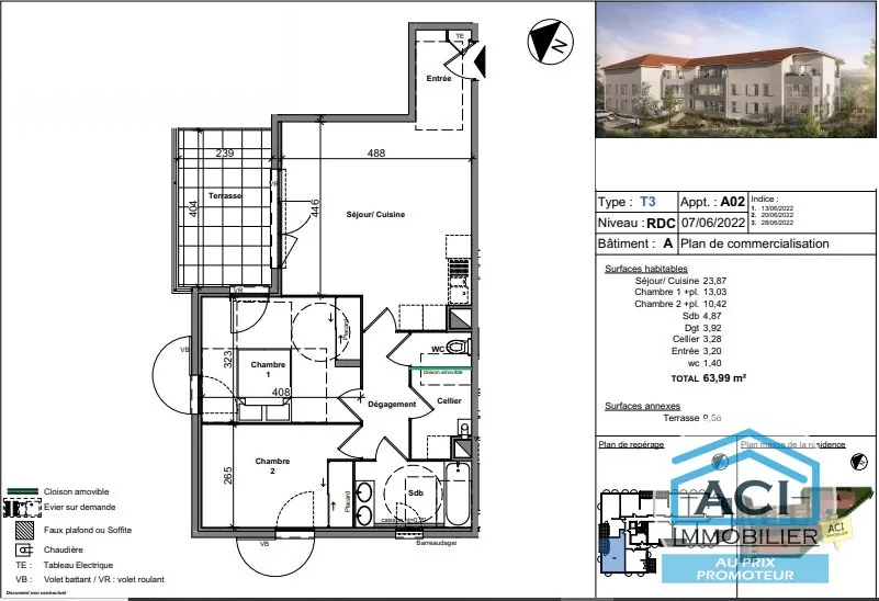 Appartement T3 avec terrasse à Chasse sur Rhône - Proche transports et gare 