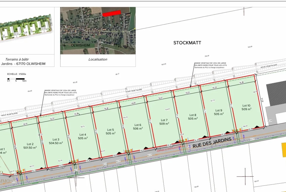Terrain constructible de 5 ares à Olwisheim, proche Strasbourg et Haguenau 