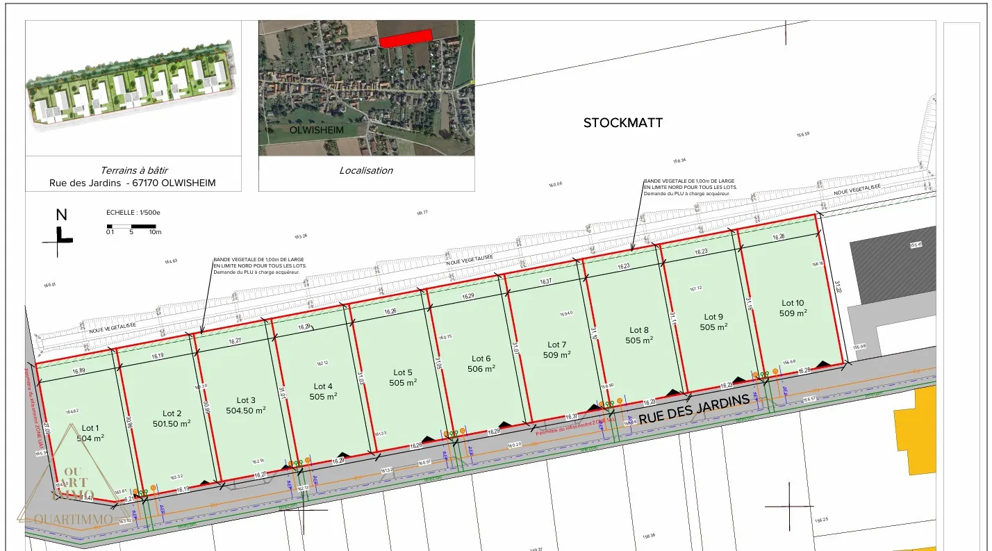 Terrain constructible de 5 ares à Olwisheim, proche Strasbourg et Haguenau 