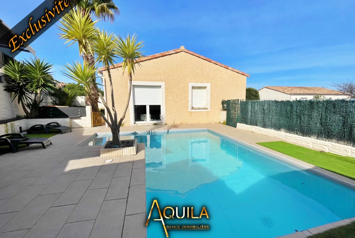 Villa Plain-Pied avec Piscine et Panneaux Solaires à Maureilhan 