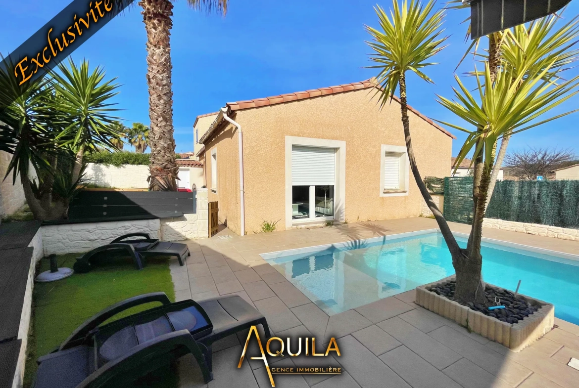 Villa Plain-Pied avec Piscine et Panneaux Solaires à Maureilhan 