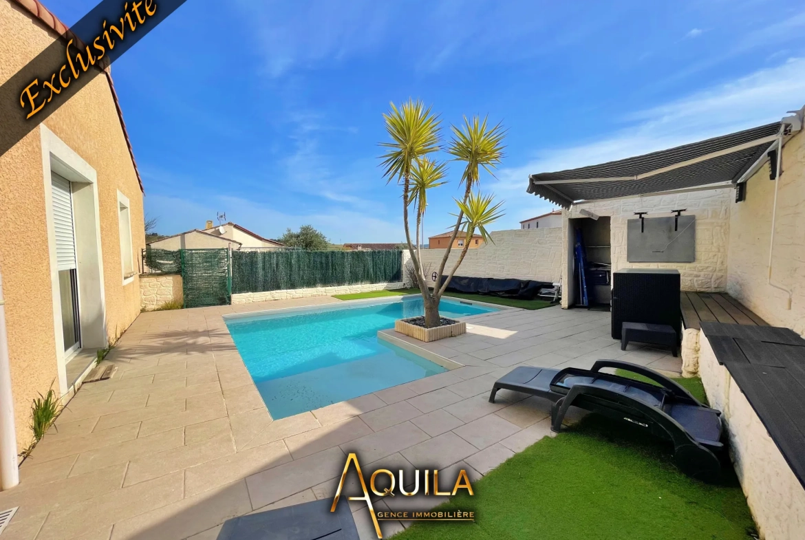Villa Plain-Pied avec Piscine et Panneaux Solaires à Maureilhan 