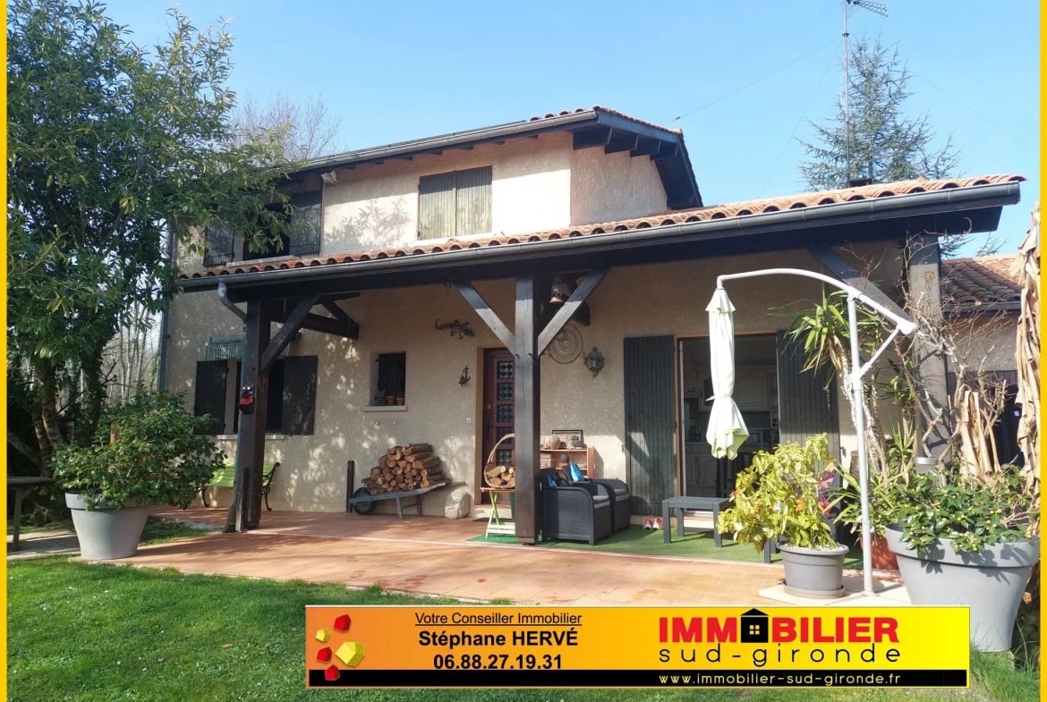 Maison à vendre de 135 m² avec piscine et terrain arboré à Budos, proche Illats 