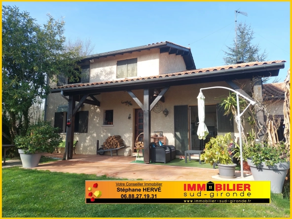 Maison à vendre de 135 m² avec piscine et terrain arboré à Budos, proche Illats