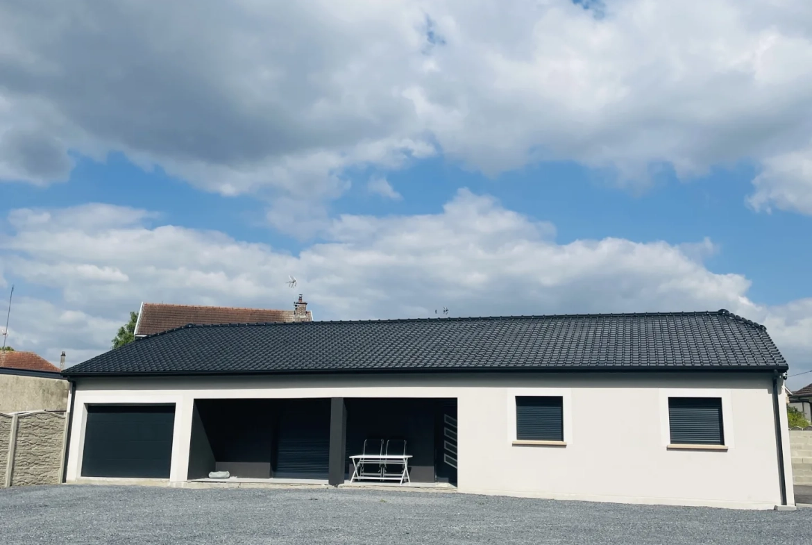 Maison neuve de plain-pied avec garage et annexe à Grugies 