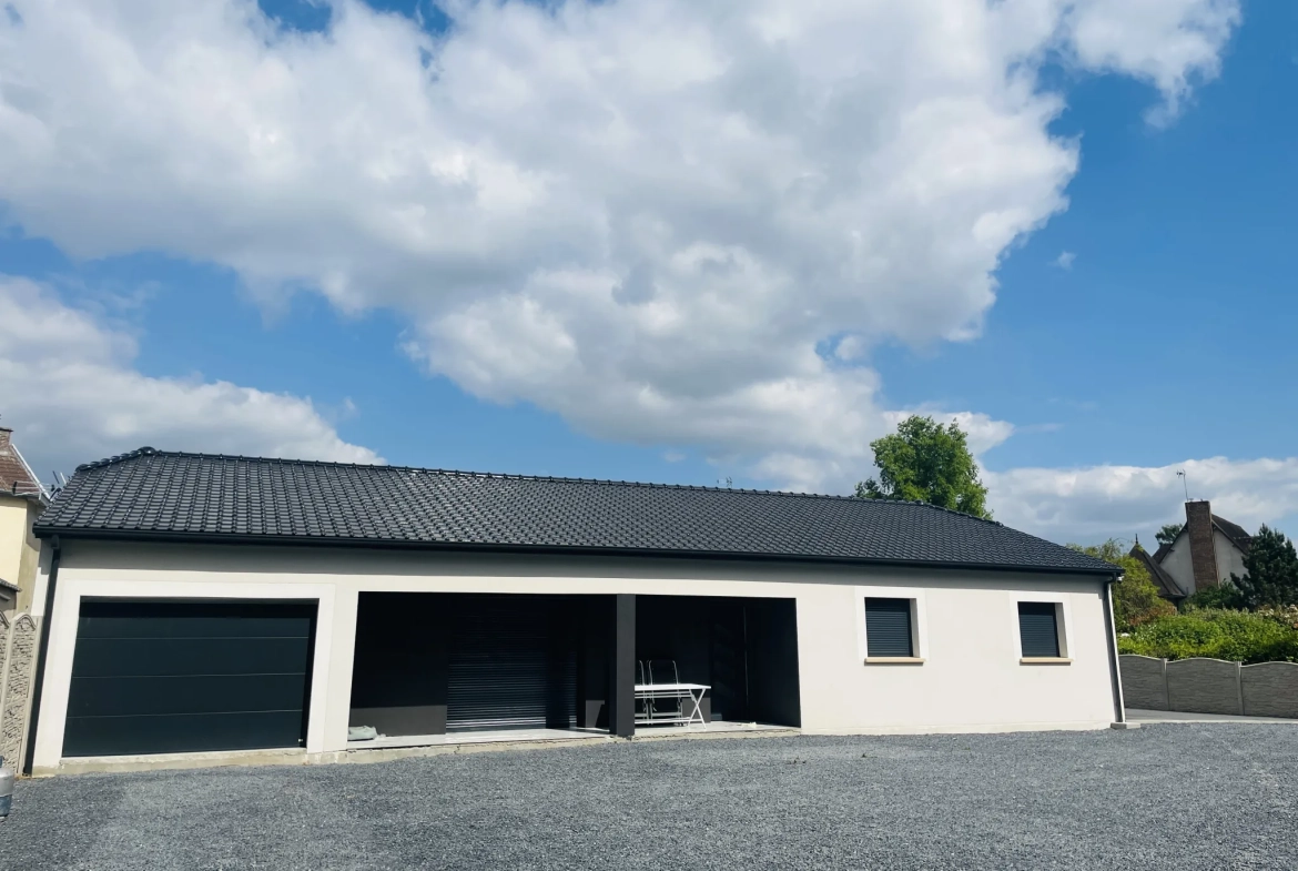 Maison neuve de plain-pied avec garage et annexe à Grugies 