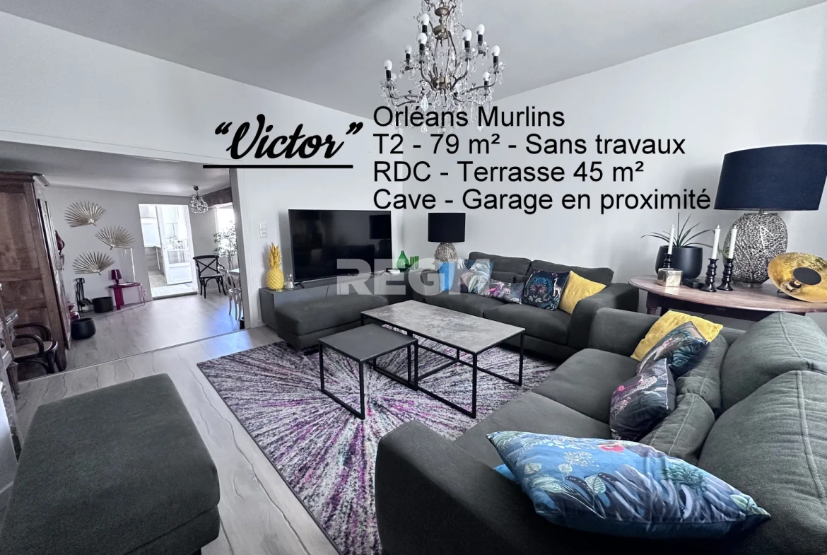 Magnifique appartement T2 de 79 m² avec terrasse à Orléans Murlins 