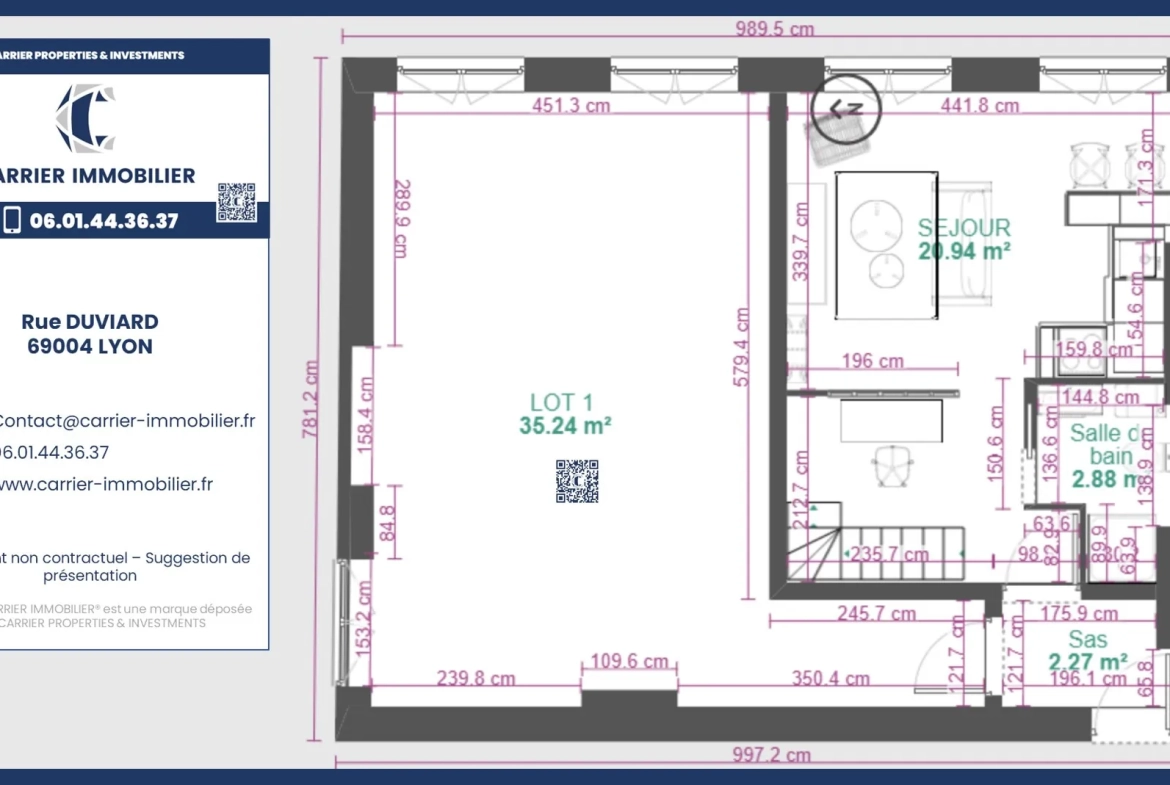 Appartement à rénover de 24 m² avec mezzanine à Lyon – Rue Duviard, parfait pour investissement 