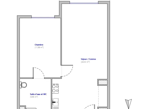 Appartement 2 pièces de 42 m² à Nice proche CHU et universités avec parking et cave 