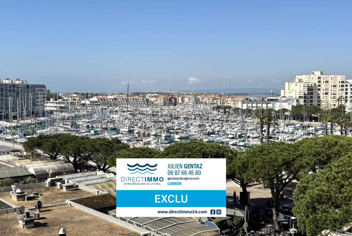 Spacieux studio à Carnon-Plage avec terrasse sud et vue port - Opportunité idéale 
