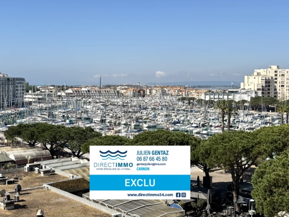 Spacieux studio à Carnon-Plage avec terrasse sud et vue port - Opportunité idéale