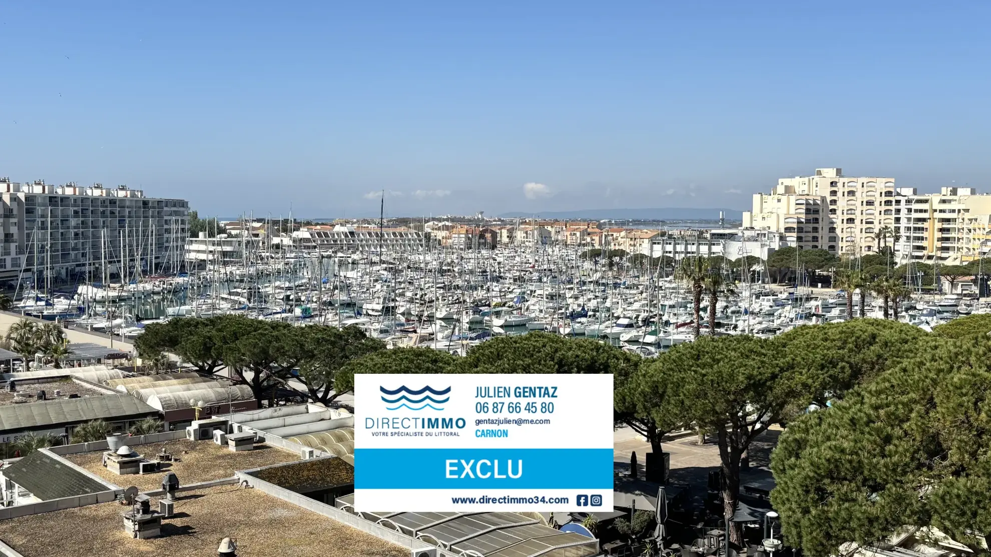 Spacieux studio à Carnon-Plage avec terrasse sud et vue port - Opportunité idéale 