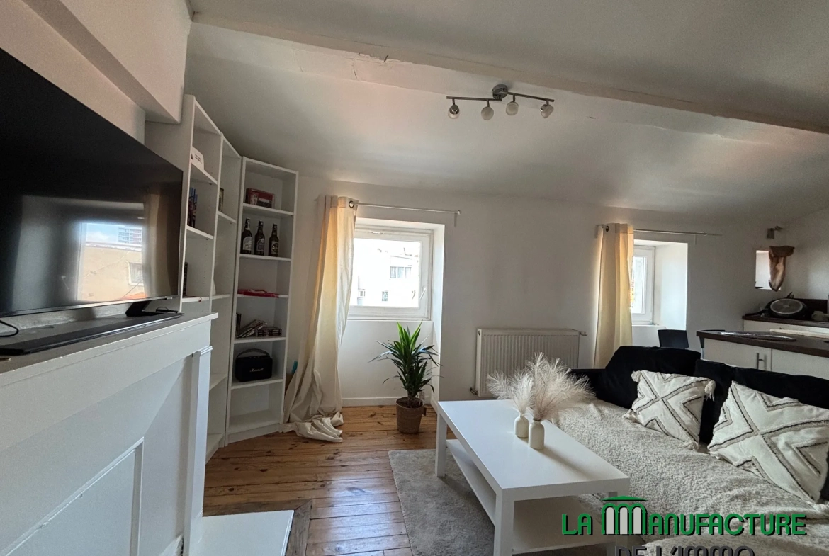 Appartement F1 loué à Saint-Étienne, rue de la République, dernier étage avec cave 