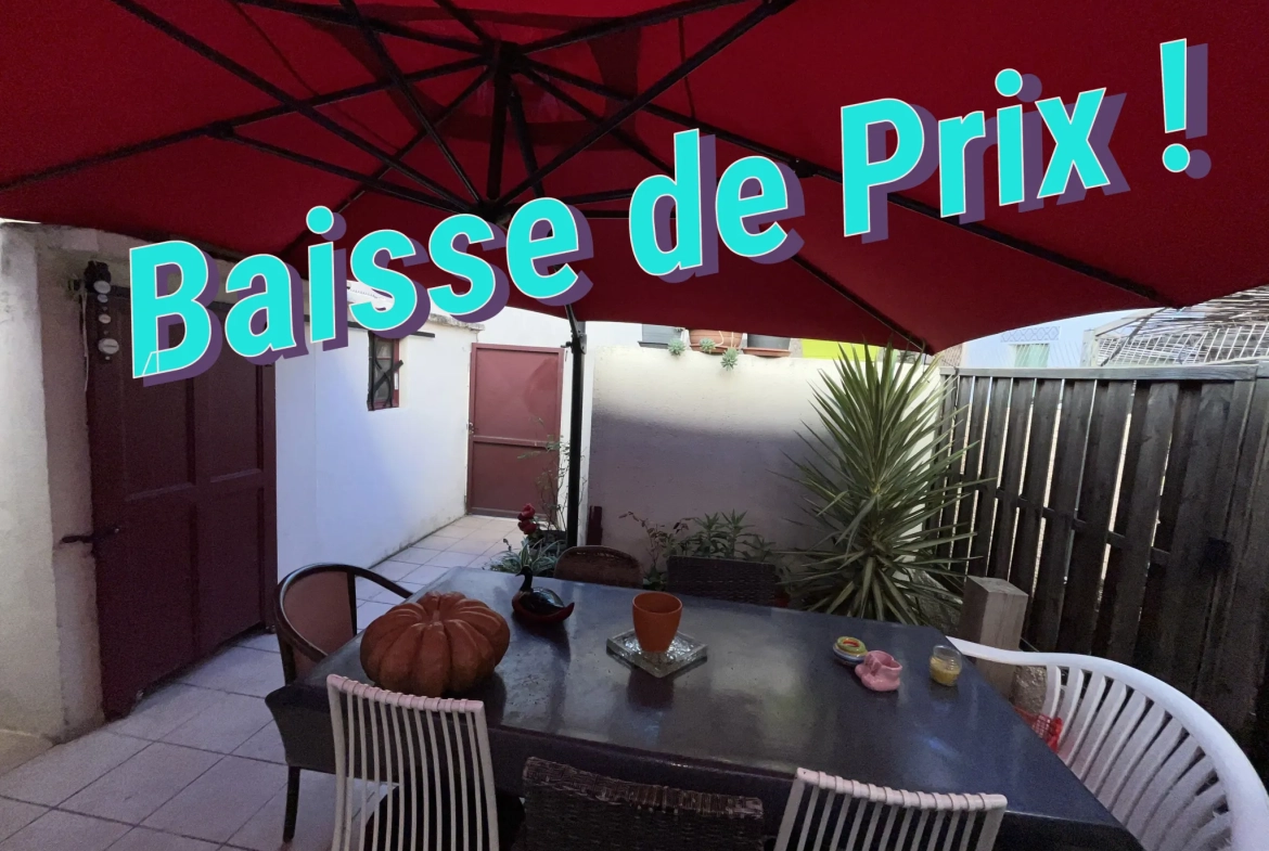 Maison de ville avec cour plein sud, 4 chambres, proche centre-ville de Lezignan Corbieres 
