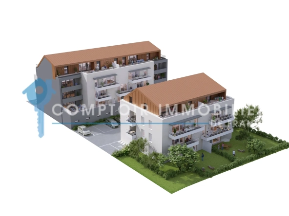 Appartement T2 à Rives de 46 m² avec balcon, proche Grenoble, Lyon et Chambéry