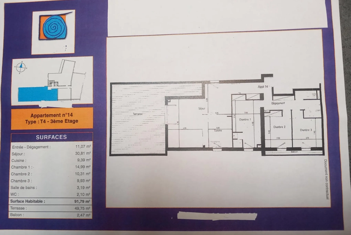 Appartement P4 à Lunel avec terrasse et parking privé 