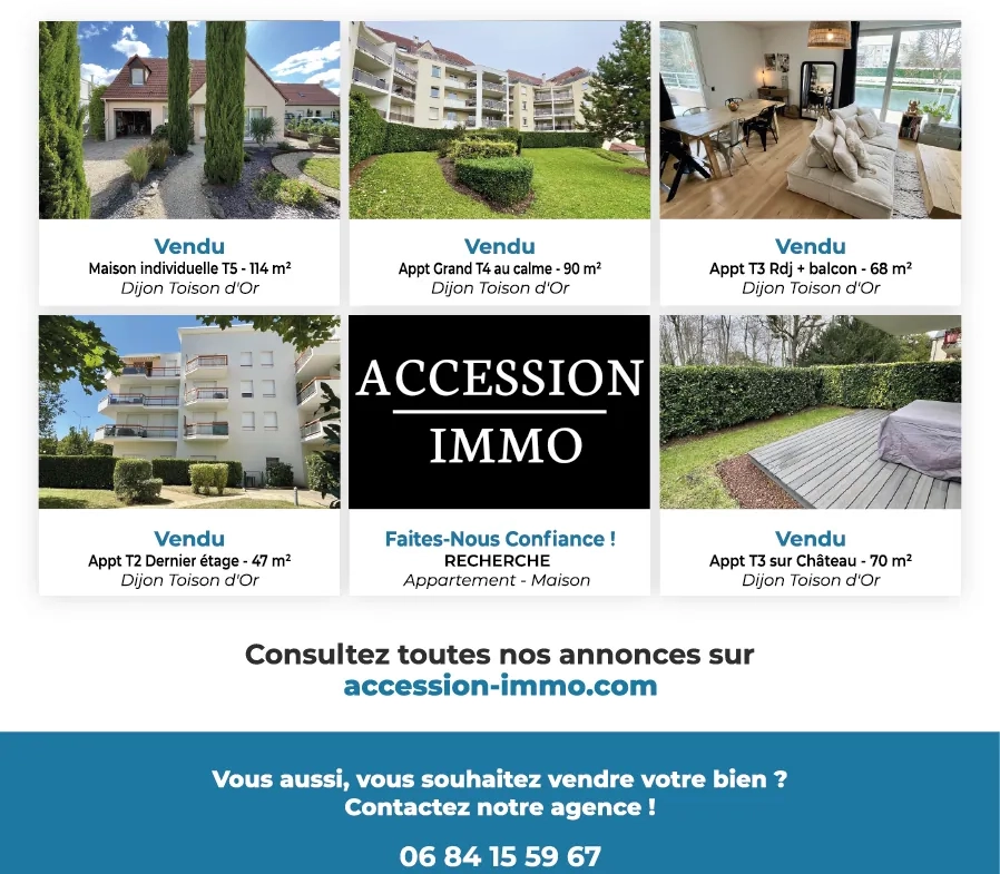 Vente d'appartement et maison à Dijon avec ACCESSION IMMO 