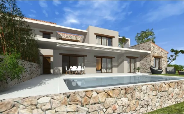 Terrain avec vue mer à vendre à Sari Solenzara - 1193 m² avec permis de construire
