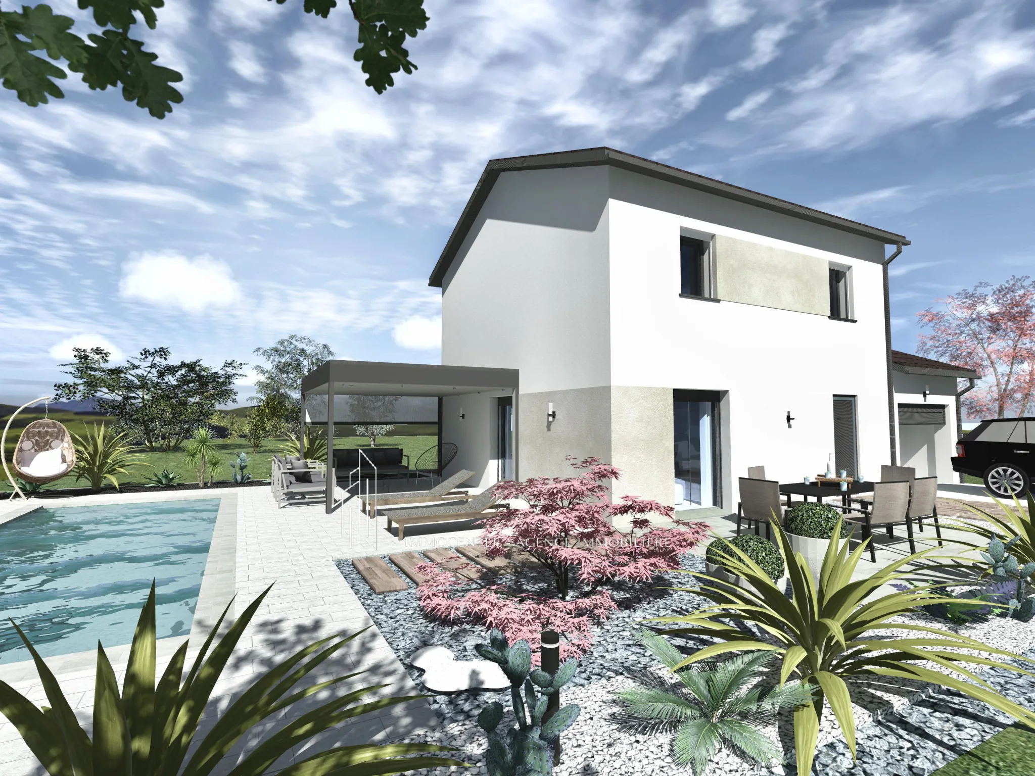 Villa neuve de 85m² à Sablons, terrain de 427m², lotissement, prix 225 000 € 