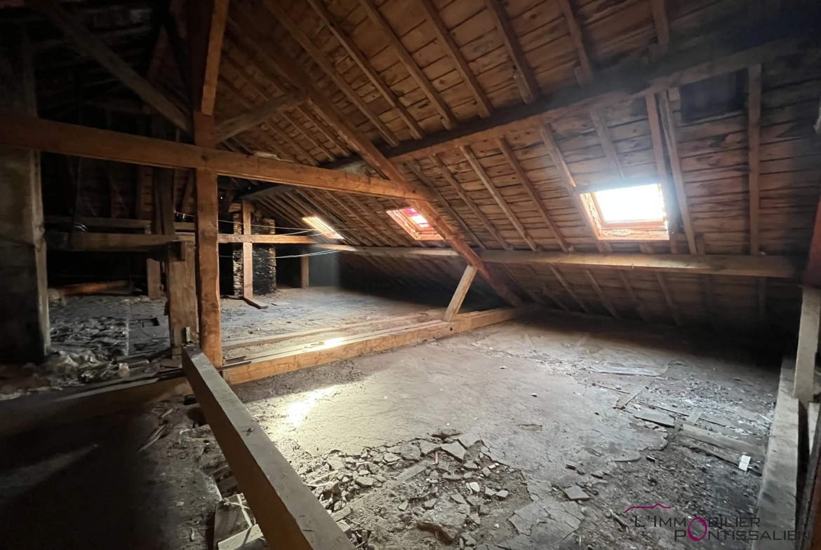 Combles à aménager de 115 m² à Frasne, potentiel de rénovation, 3 velux, central dans le village 