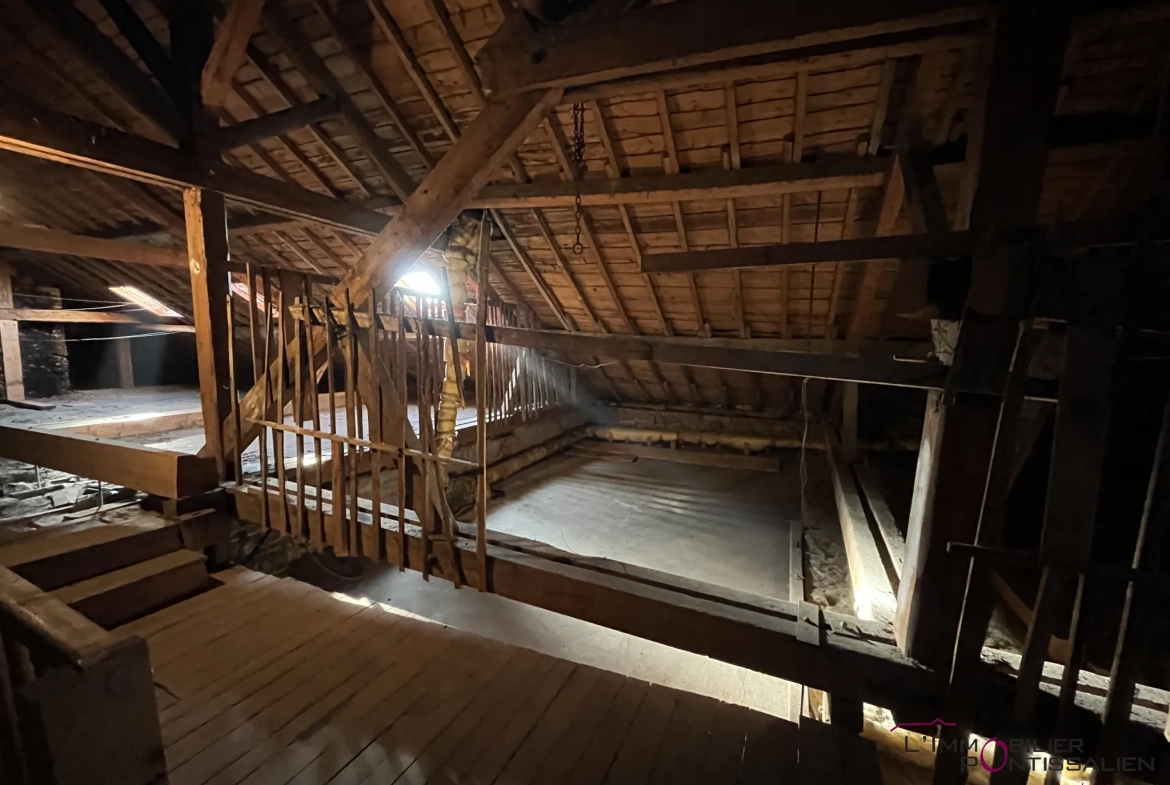Combles à aménager de 115 m² à Frasne, potentiel de rénovation, 3 velux, central dans le village 