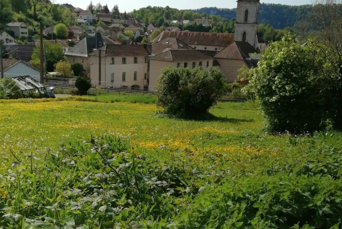 Terrain constructible ensoleillé à Baume-les-Dames de 1855 m² 