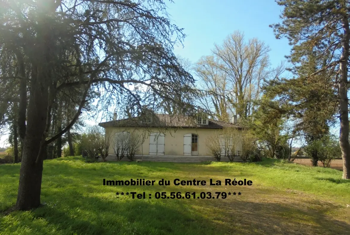 Maison de plain-pied à rénover avec grand terrain près de La Réole 