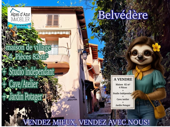 Maison de village avec vue vallée et studio indépendant à Belvédère