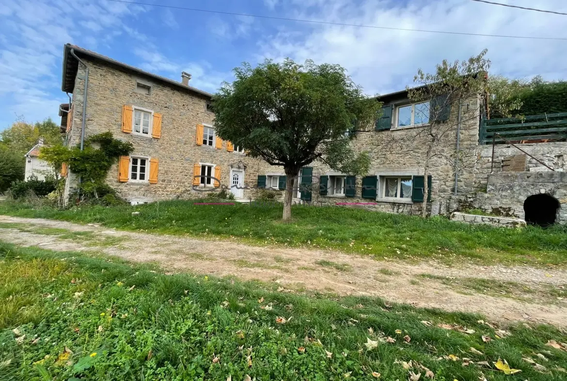 Ensemble immobilier à Cublize proche du lac des Sapins avec grand terrain 