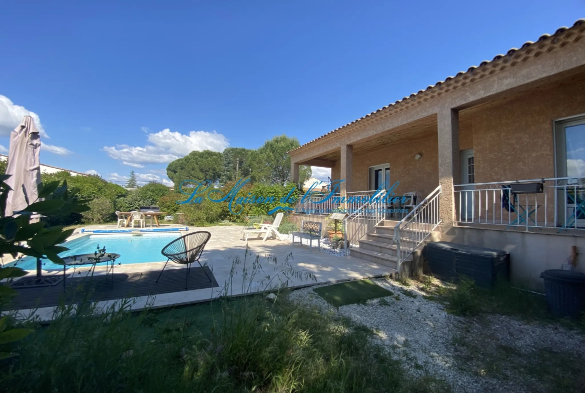 Maison de plain-pied avec piscine à Ledignan – Calme et proximité des grands axes 
