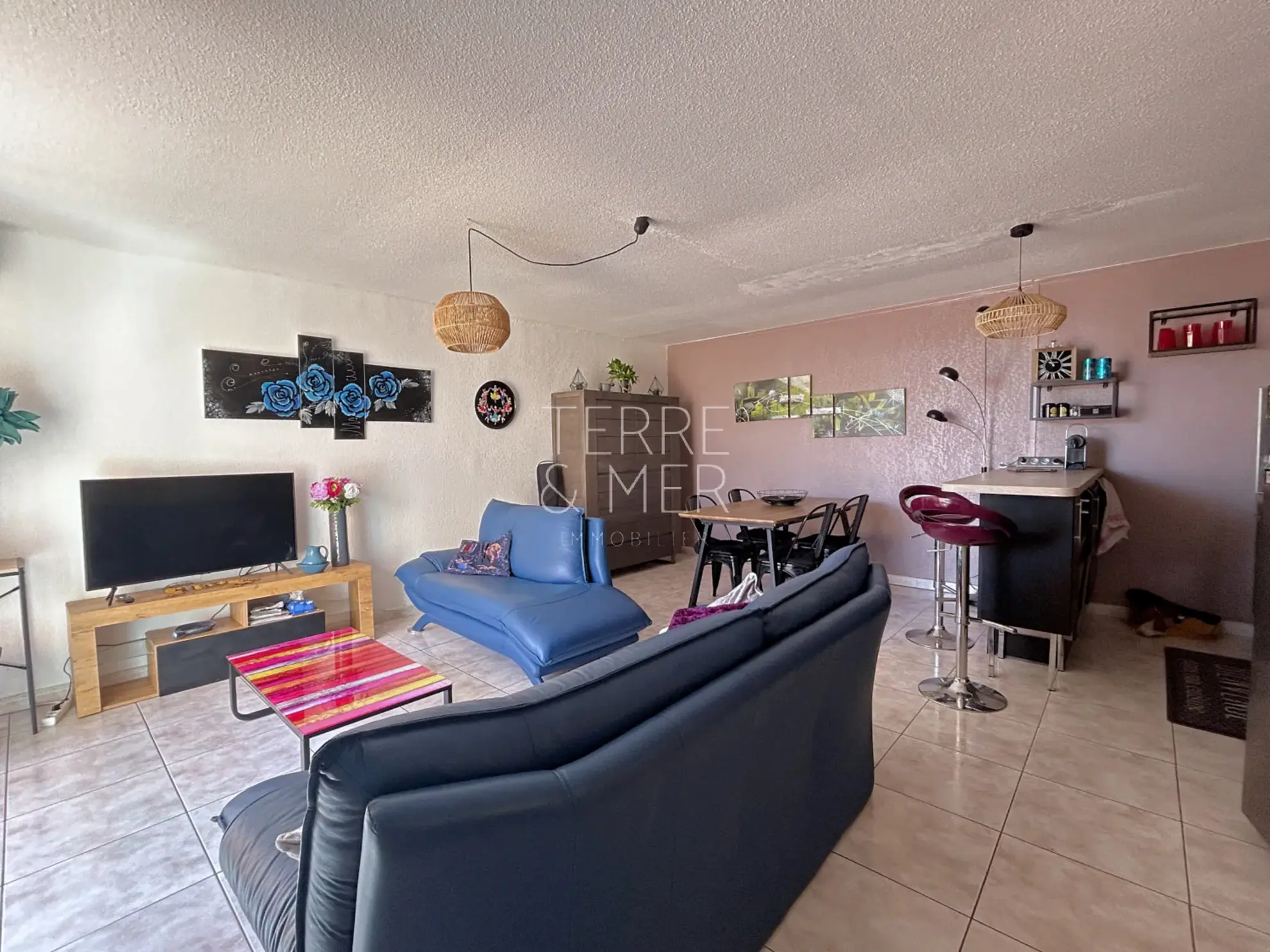 Appartement 3 pièces à Sainte-Marie-la-Mer avec vue mer et parking 