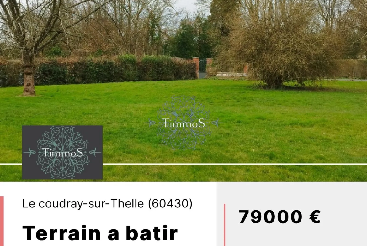 Terrain constructible de 572 m² à Le Coudray-sur-Thelle proche gare 