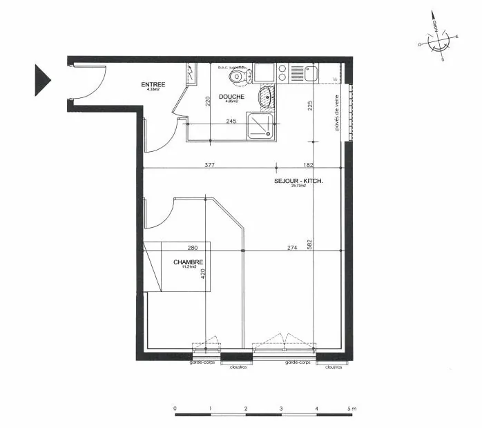 À vendre appartement 2 pièces à Angers dans résidence récente avec garage 