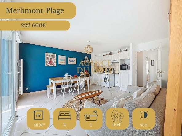 Appartement lumineux à 50 m de la plage à Merlimont avec balcon plein sud et parking privé