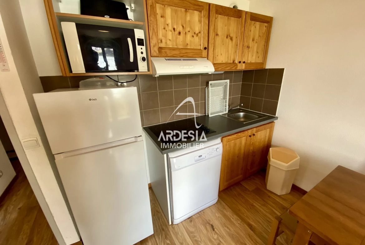 Appartement T2 cabine à vendre à Albiez Montrond, station de ski, vue sur Arves 
