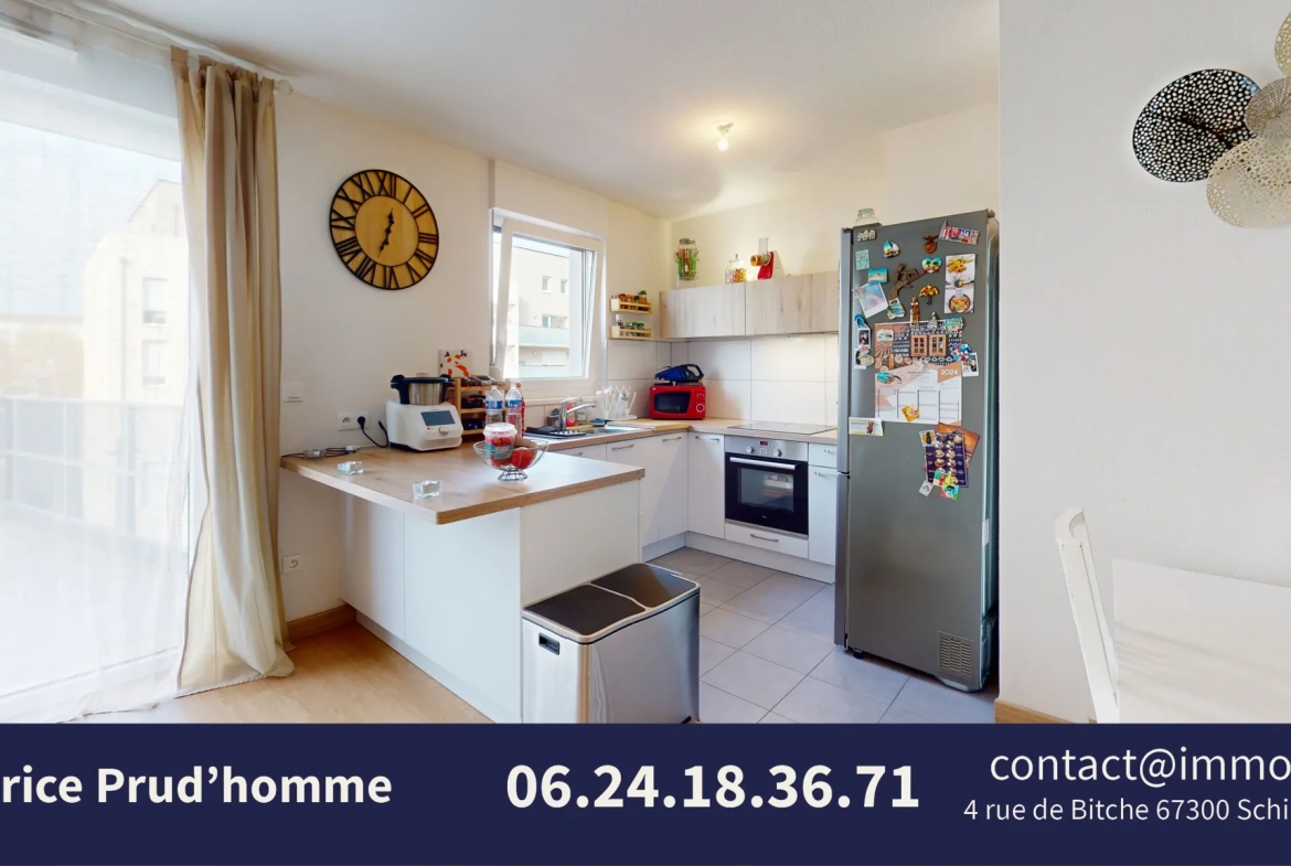 Appartement 3 pièces de 66 m² avec terrasse, cave et garage à Strasbourg 