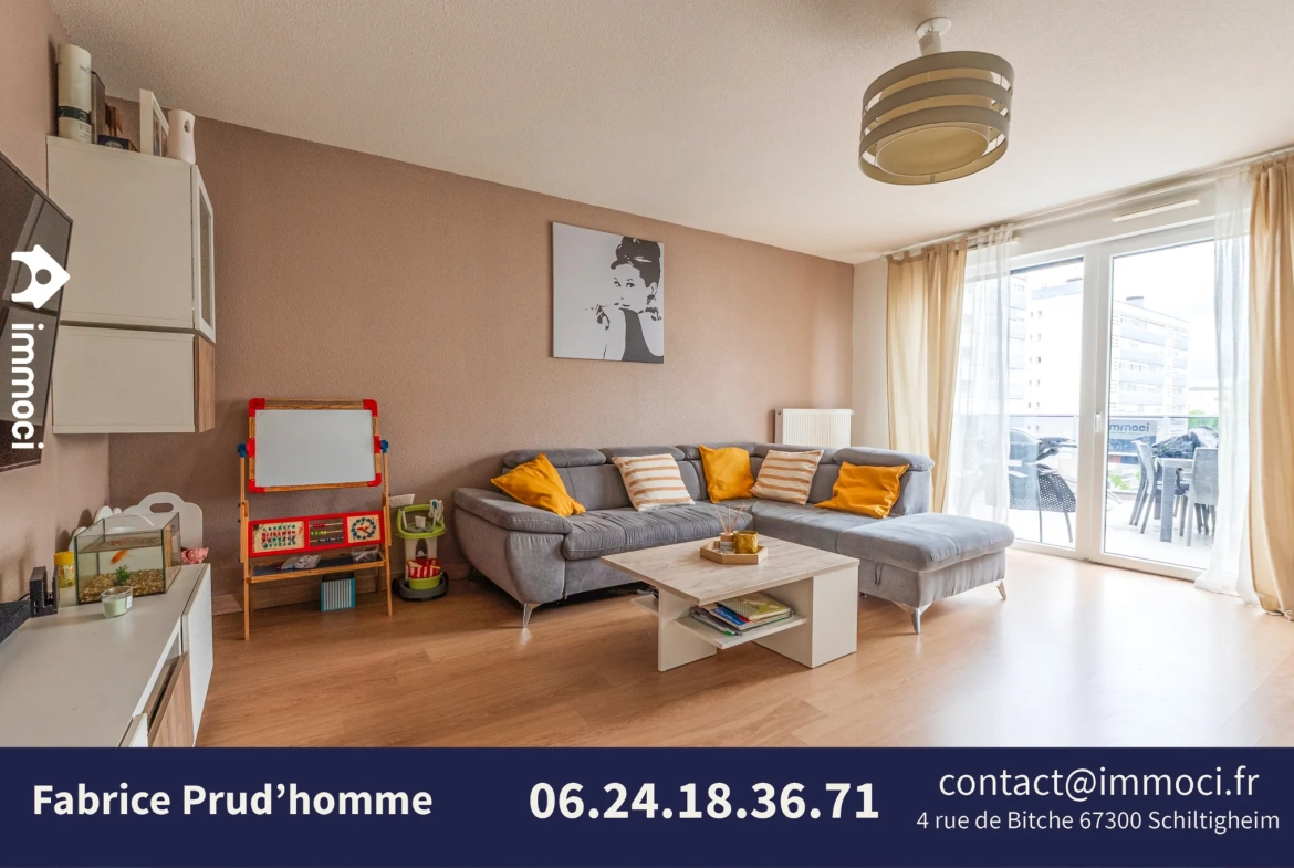 Appartement 3 pièces de 66 m² avec terrasse, cave et garage à Strasbourg 
