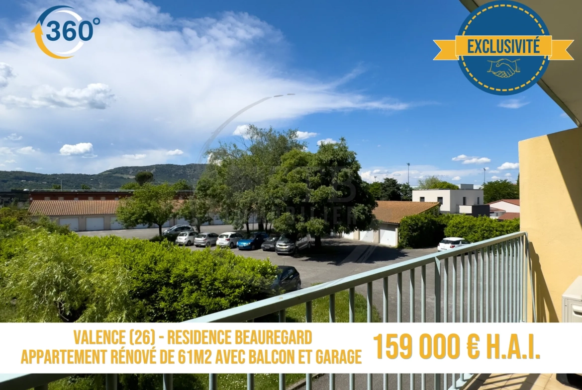 Appartement rénové de 61 m² à Valence avec balcon, garage et cave 