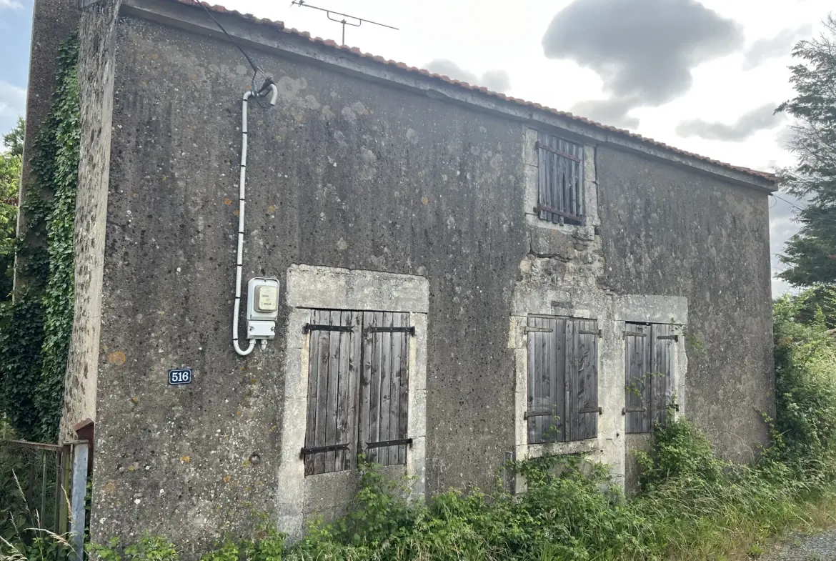 Maison ancienne en pierre à rénover avec grand terrain à Saint-Jean-d'Hermine 