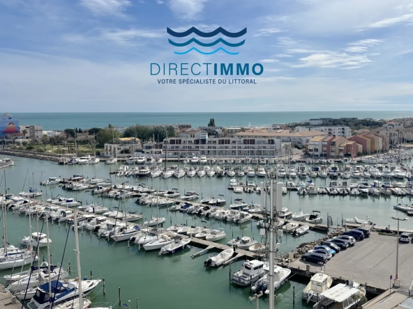 Studio cabine avec vue panoramique sur le port, la mer et les étangs à Carnon-Plage