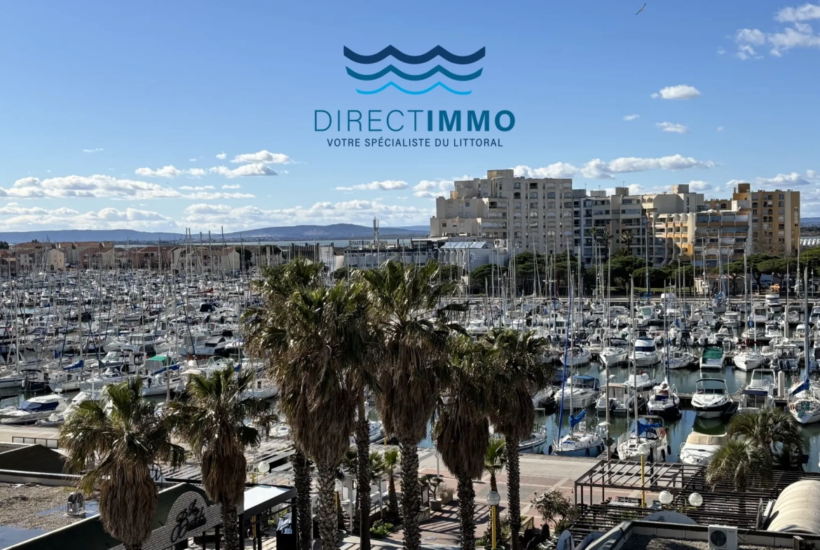 Appartement F2 cabine avec loggia et vue port à Carnon-Plage 
