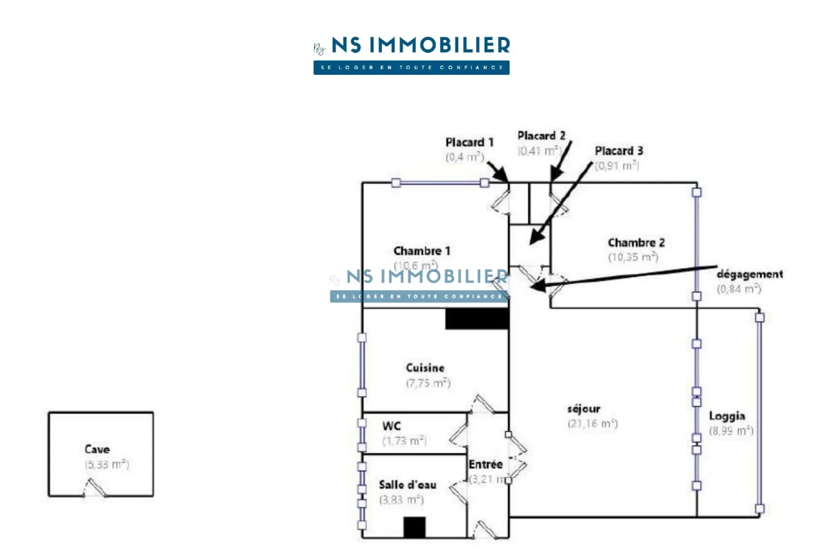 magnifique appartement F3 de 71m² avec loggia, cave et vue sur la Tour Eiffel à Argenteuil 