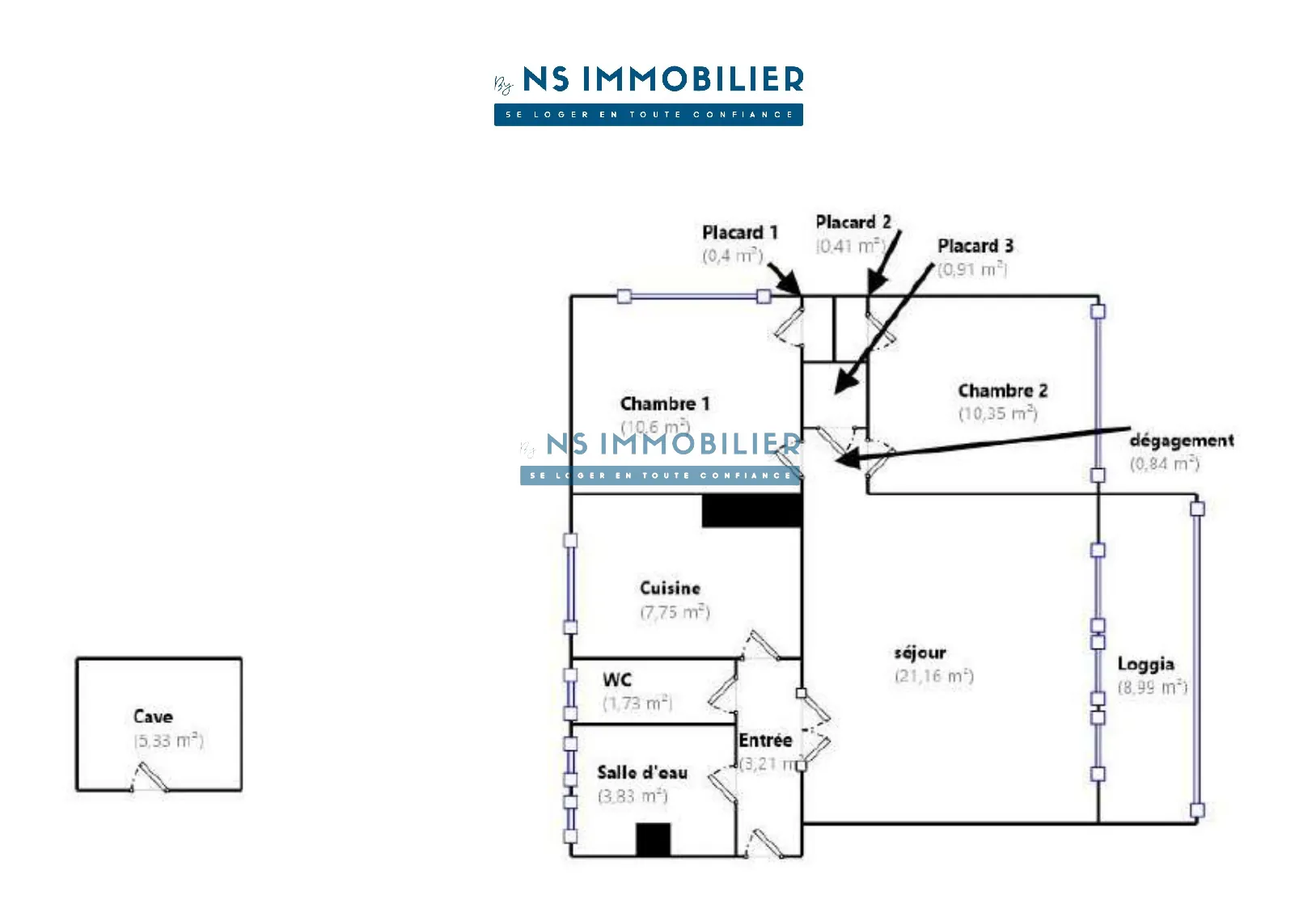 magnifique appartement F3 de 71m² avec loggia, cave et vue sur la Tour Eiffel à Argenteuil 