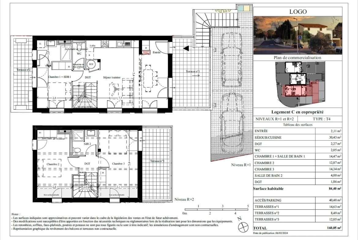 Appartement duplex de 85m² avec terrasses et parking à Murviel-lès-Montpellier 