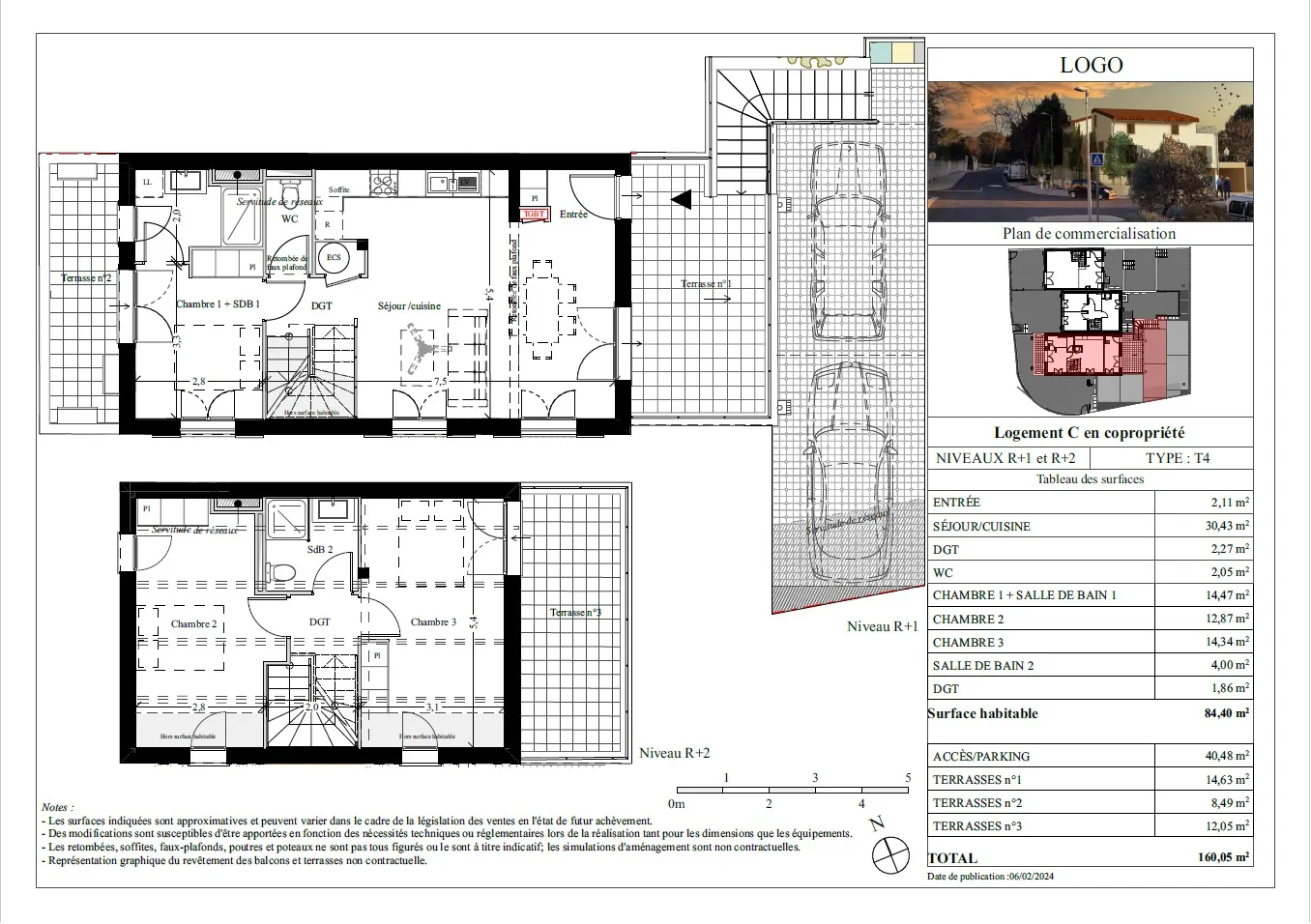 Appartement duplex de 85m² avec terrasses et parking à Murviel-lès-Montpellier 