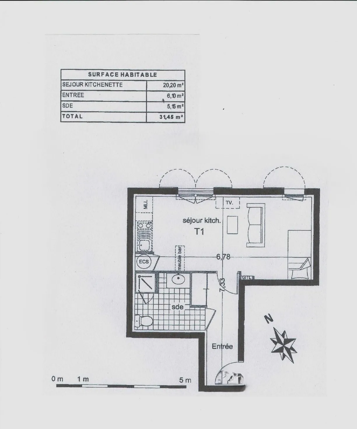 Studio à vendre à Guilvinec de 31,45 m² avec équipements modernes 