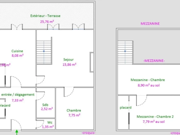 Appartement T2/3 avec cour privée à Marseille La Joliette - Idéal investissement